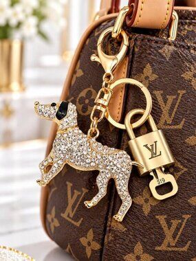Authentic Louis Vuitton Padlock Gold 🔒 Key Set + Unbranded Dog Keychain Charm